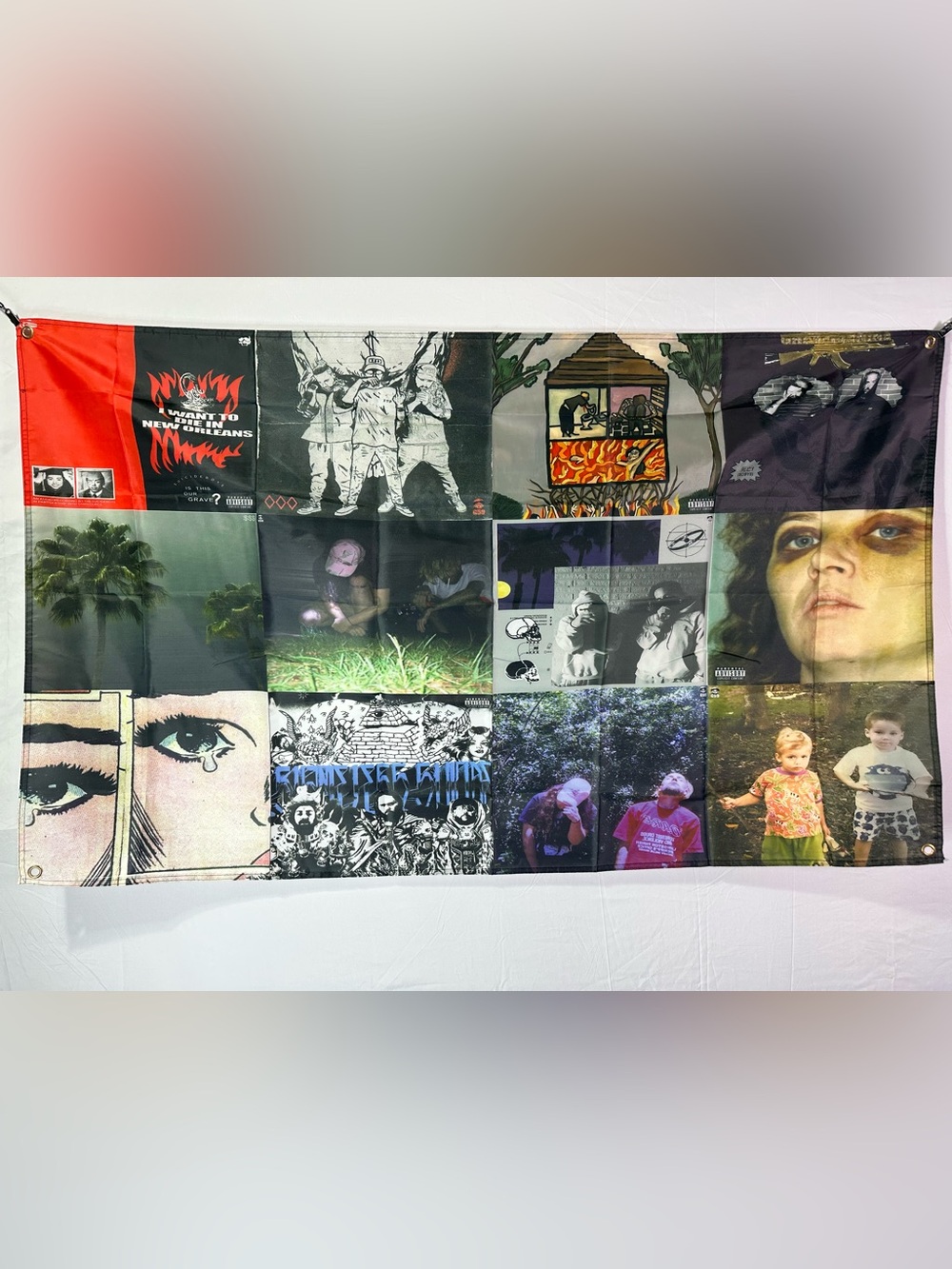 Suicide Boys Discography Banner Tapestry 5x3Ft With 4 Grommets